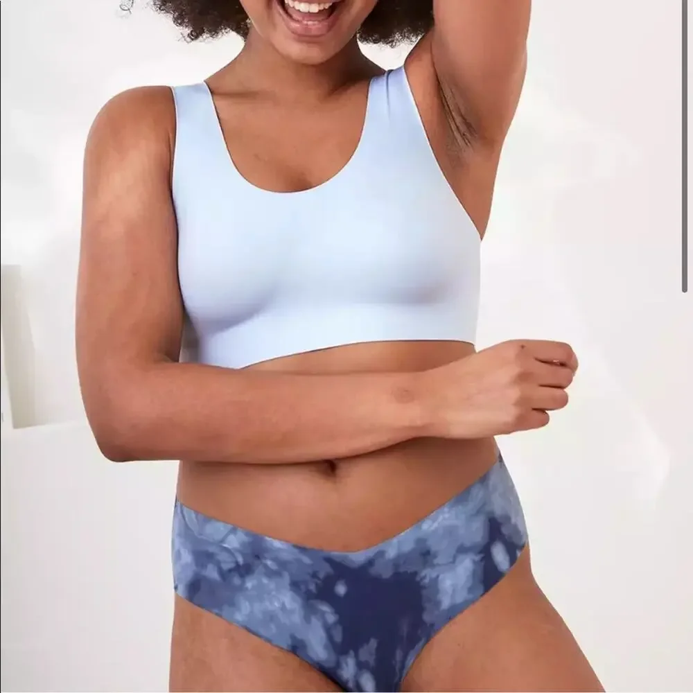 NEW AERIE AEO Blue Navy White Tie Dye Cheeky No Show Panties Undies Small NWT S